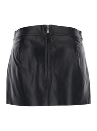 Rick Owens Women Miniskirt 'Fog' With Cut-Out On The Front And Zip Closure On The Back In Black Leather For Women