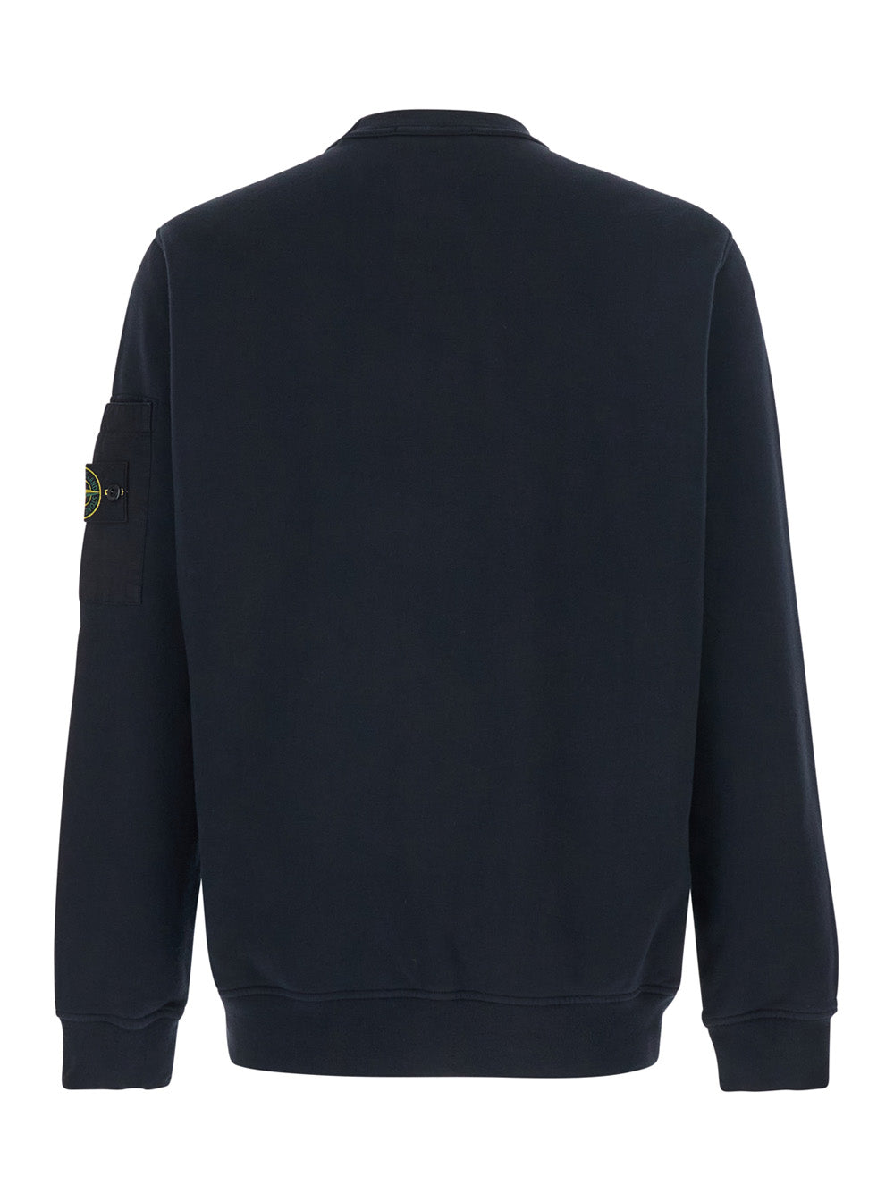 Stone Island Men Blue Sweatshirt With Crewneck And Logo Patch On Sleeve In Cotton For Men