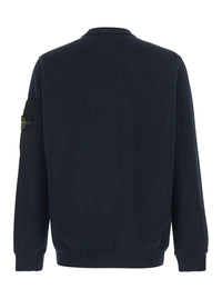 Stone Island Men Blue Sweatshirt With Crewneck And Logo Patch On Sleeve In Cotton For Men