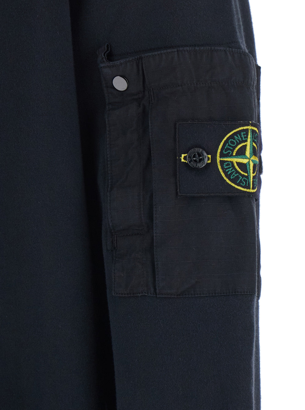 Stone Island Men Blue Sweatshirt With Crewneck And Logo Patch On Sleeve In Cotton For Men