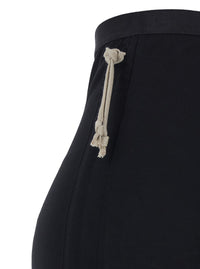 Rick Owens Women Long Skirt With Side Drawstring Closure And Straight Hem In Black Cotton For Women