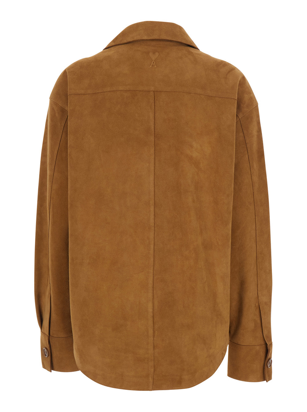 AMI PARIS Ami Paris Women Brown Jacket With Spread Collar And Curved Hem In Suede Woman