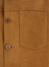 AMI PARIS Ami Paris Women Brown Jacket With Spread Collar And Curved Hem In Suede Woman
