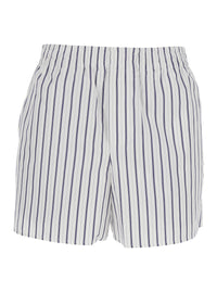Ami Paris Women White Shorts With Elastic Waist And All-Over Striped Motif For Women