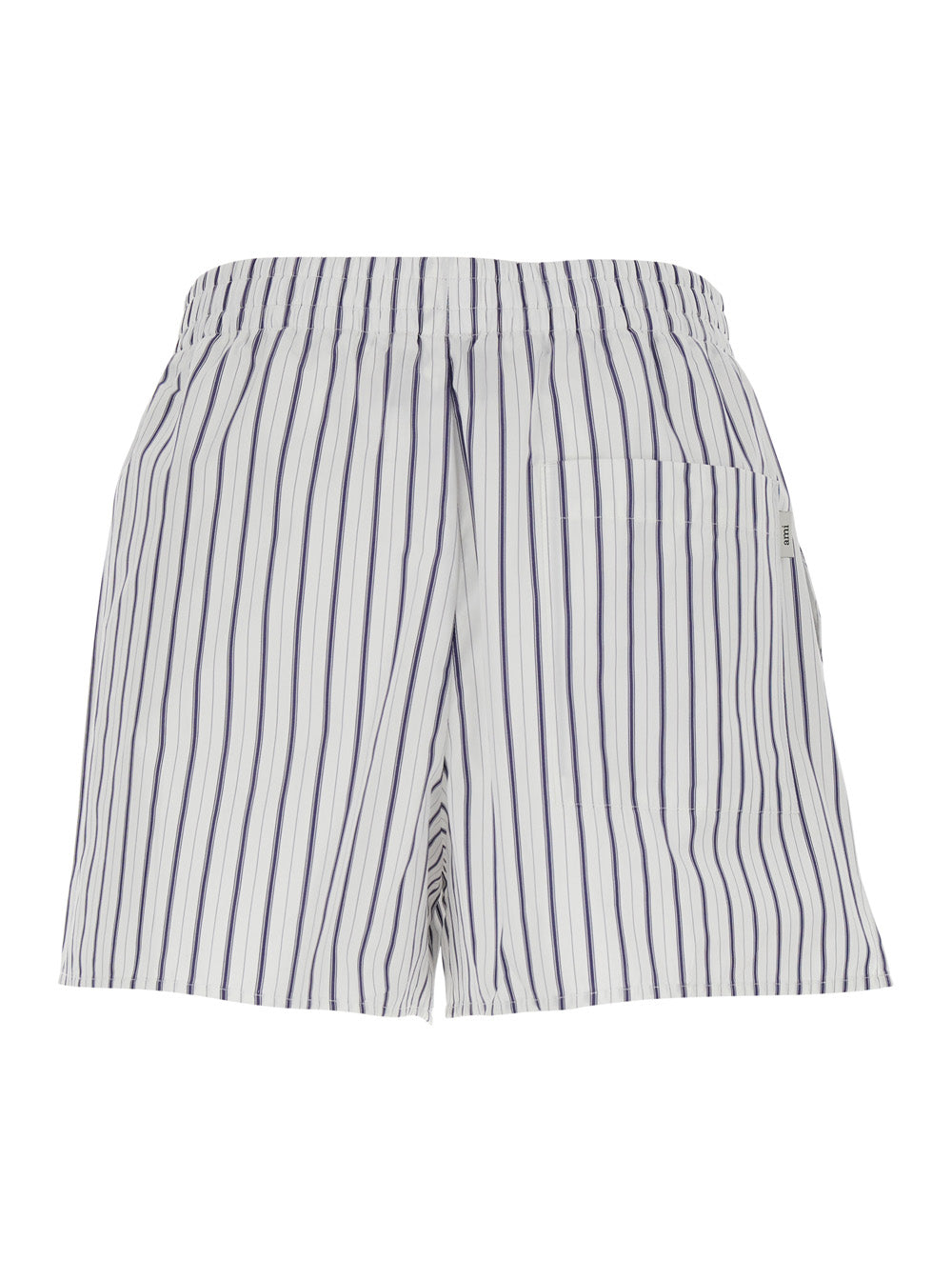 Ami Paris Women White Shorts With Elastic Waist And All-Over Striped Motif For Women
