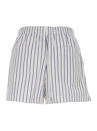 Ami Paris Women White Shorts With Elastic Waist And All-Over Striped Motif For Women