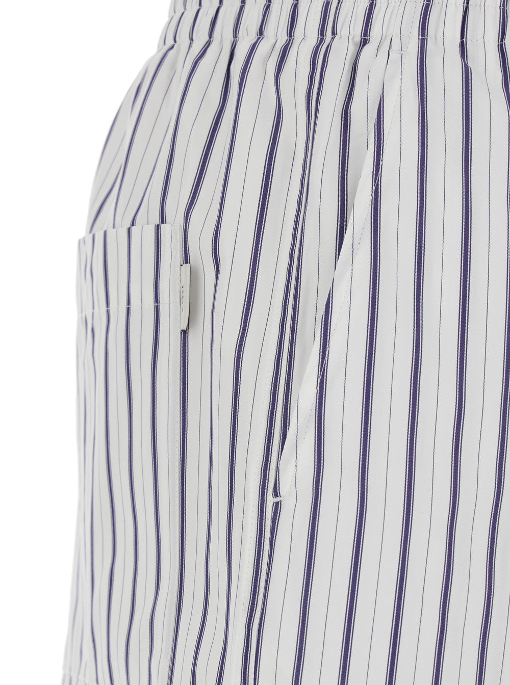 Ami Paris Women White Shorts With Elastic Waist And All-Over Striped Motif For Women
