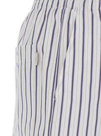 Ami Paris Women White Shorts With Elastic Waist And All-Over Striped Motif For Women
