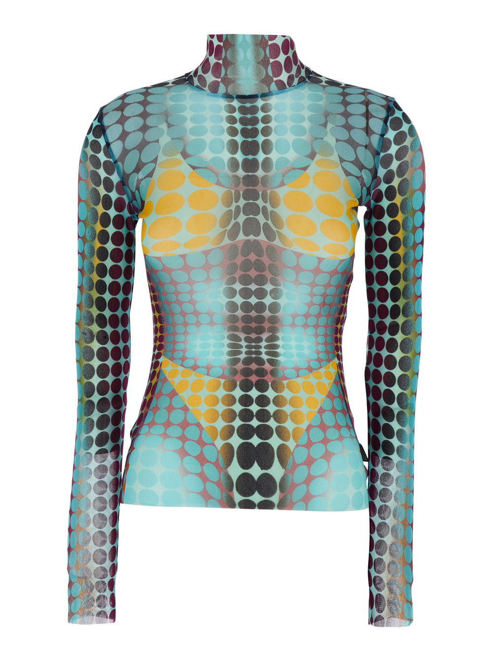 Jean Paul Gaultier Women Multicolor High Neck Top With All-Over Print In Tech Fabric For Women