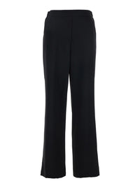 Leplain Women Black Pants With Elasticated Waist At The Back And Wide Leg In Tech Fabric For Women