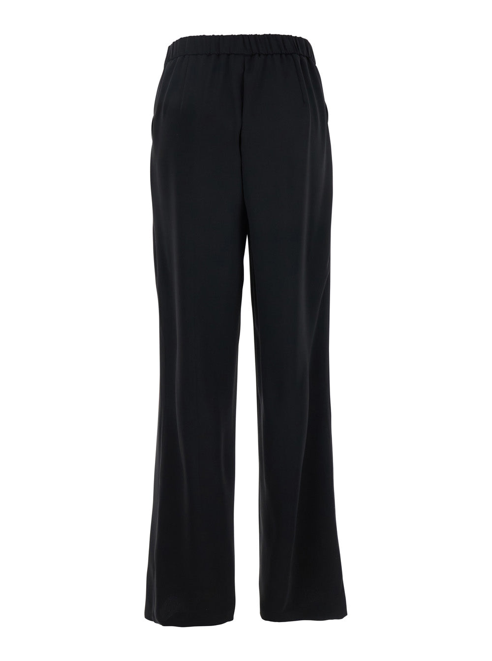 Leplain Women Black Pants With Elasticated Waist At The Back And Wide Leg In Tech Fabric For Women