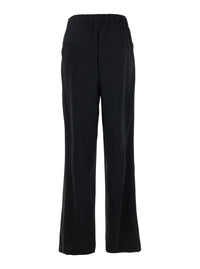 Leplain Women Black Pants With Elasticated Waist At The Back And Wide Leg In Tech Fabric For Women