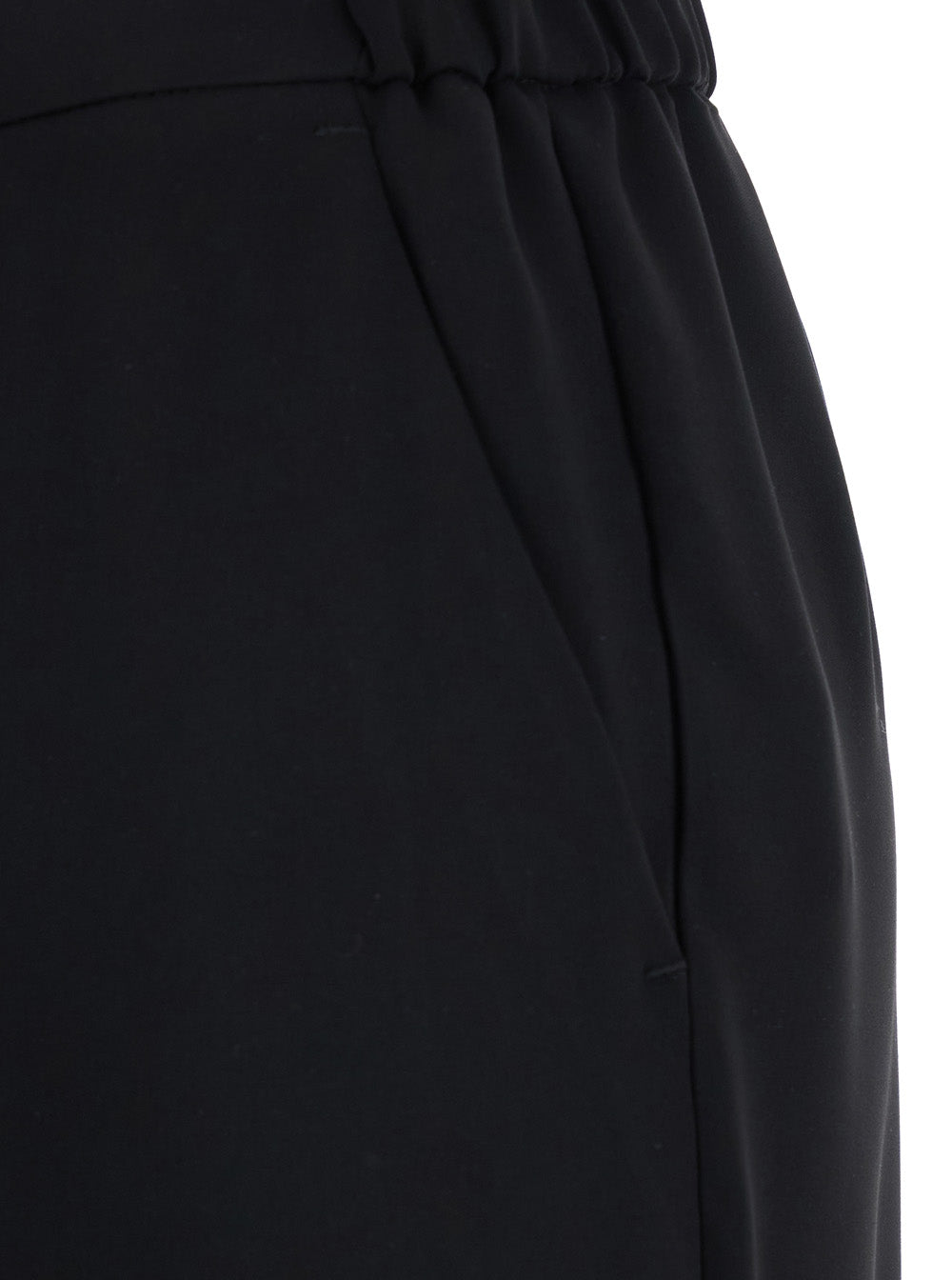 Leplain Women Black Pants With Elasticated Waist At The Back And Wide Leg In Tech Fabric For Women