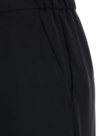 Leplain Women Black Pants With Elasticated Waist At The Back And Wide Leg In Tech Fabric For Women