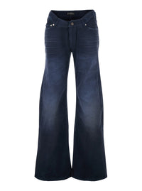 Balenciaga Women Blue Five-Pocket Jeans With Curved Waist And Faded Effect In Denim For Women