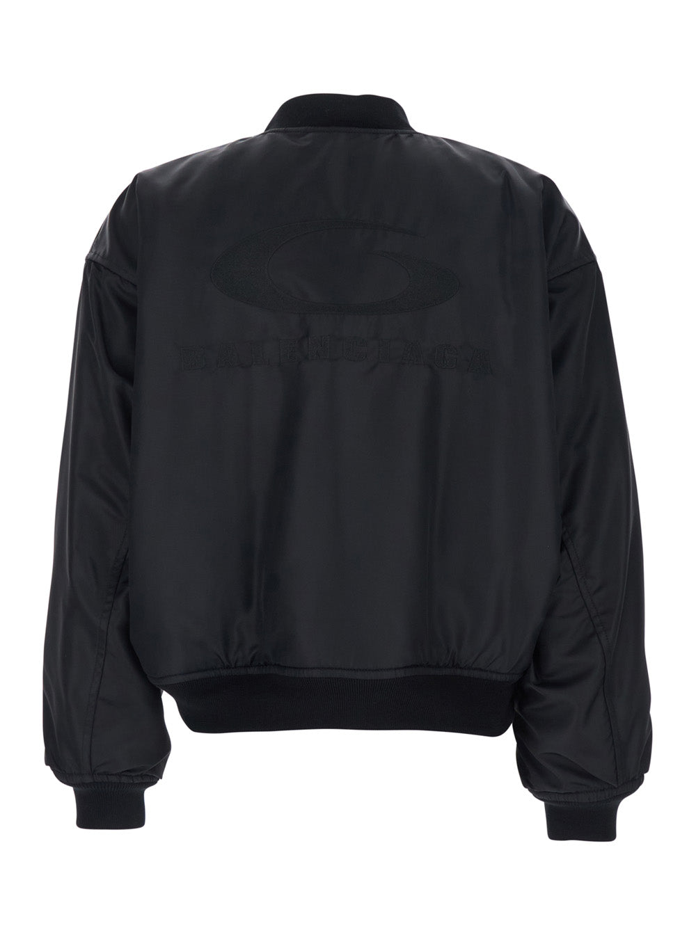 Balenciaga Women Bomber Jacket With High Collar And Two Side Pockets In Black Tech Fabric For Women