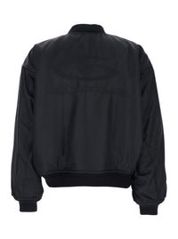 Balenciaga Women Bomber Jacket With High Collar And Two Side Pockets In Black Tech Fabric For Women