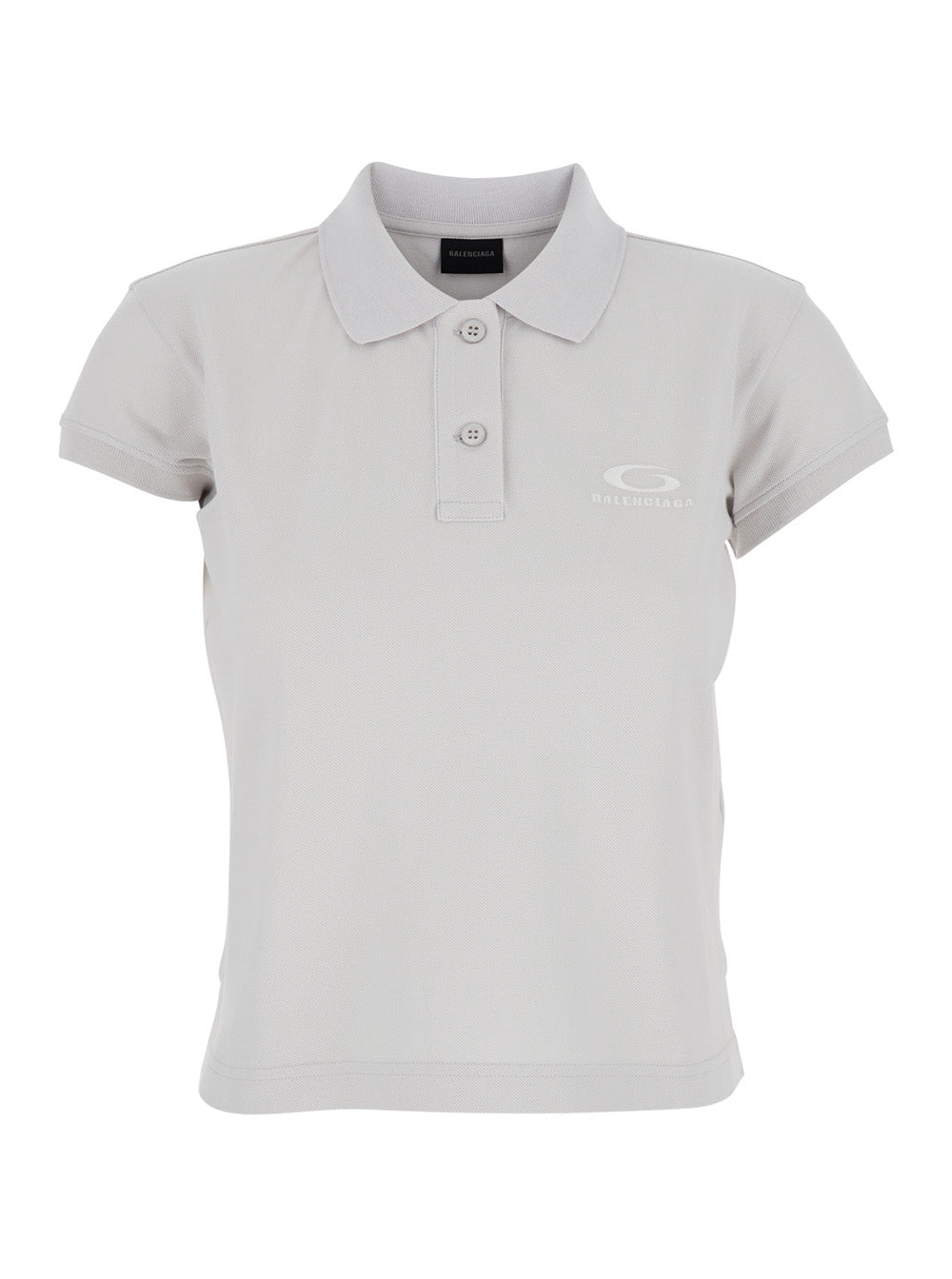 Balenciaga Women White Cotton Polo With Tone-On-Tone Logo For Women