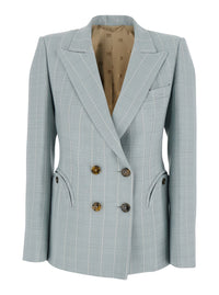 Blaze Milano Women 'After You' Light Blue Double-Breasted Jacket With Peak Revers And Striped Motif In Viscose Blend For Women