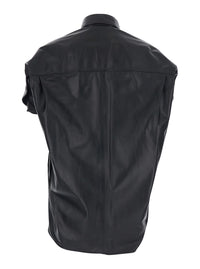 Balenciaga Women Shirt With Classic Collar And Front Pocket In Black Leather For Women