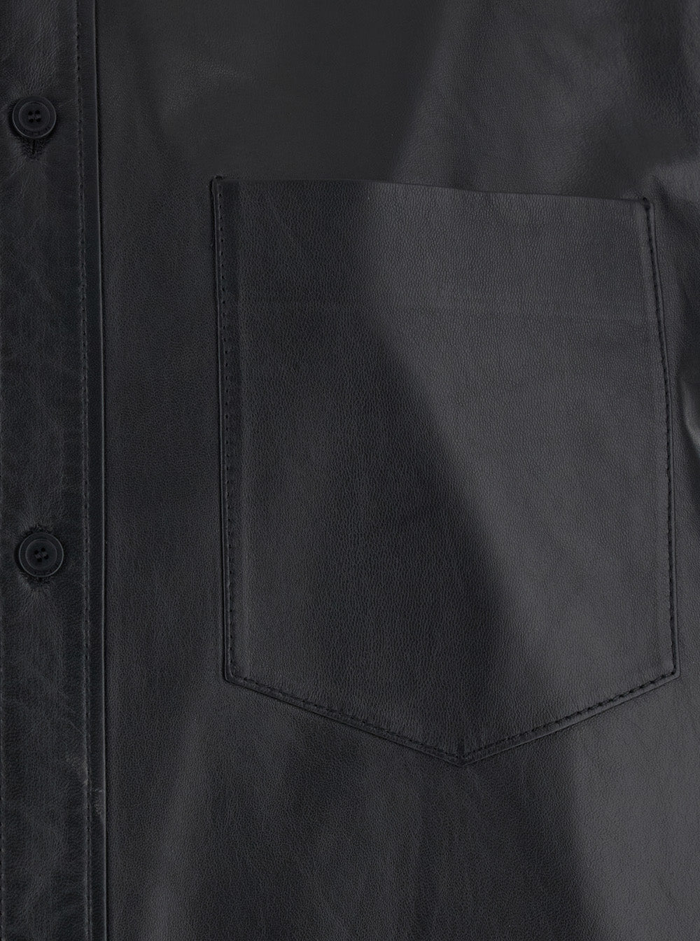 Balenciaga Women Shirt With Classic Collar And Front Pocket In Black Leather For Women