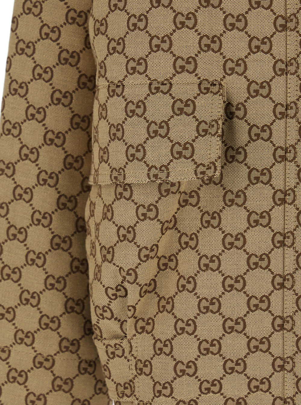 Gucci Women Brown Jacket With Classic Collar And All-Over Gg Motif In Cotton For Women