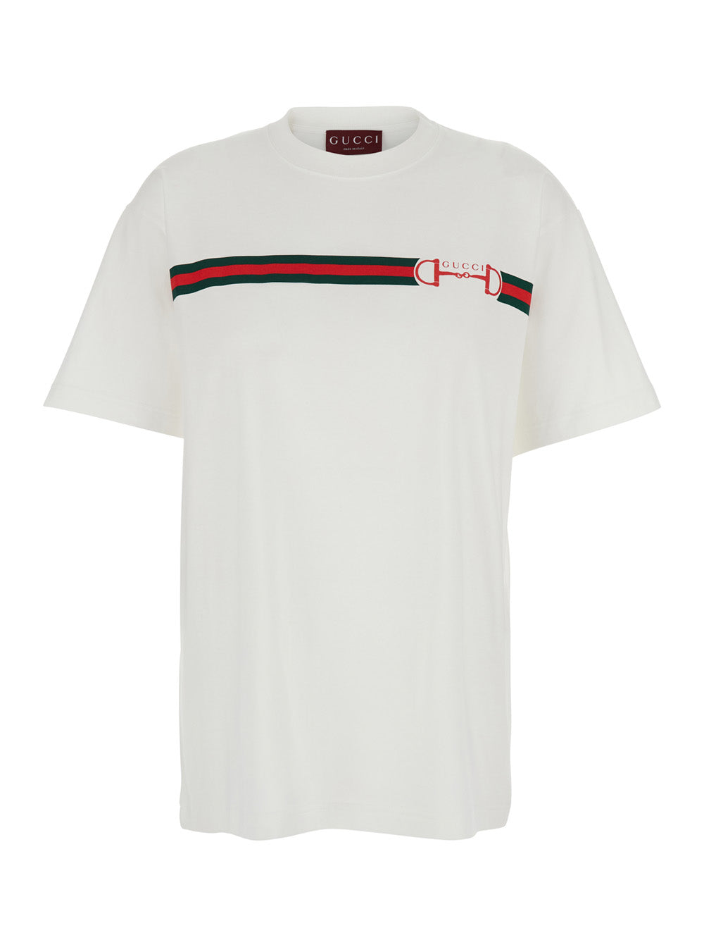 GUCCI Gucci Women White Crew Neck T-Shirt  With Logo Print On Front In Cotton Women