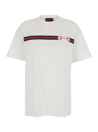 GUCCI Gucci Women White Crew Neck T-Shirt  With Logo Print On Front In Cotton Women