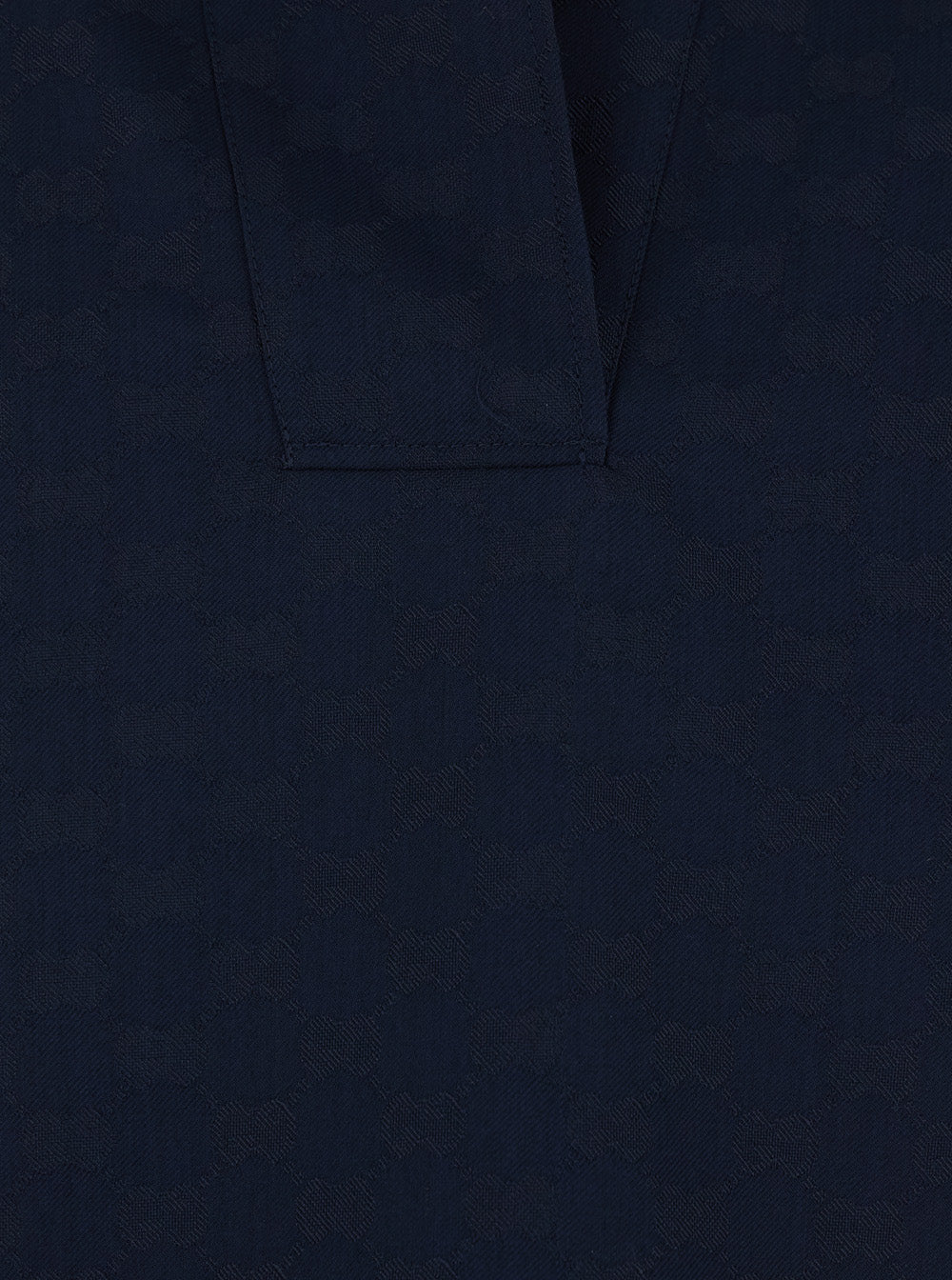 Gucci Women Blue Blouse With Wide Collar And V-Neck In Cotton Blend For Women