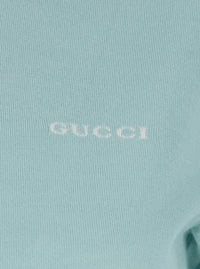 GUCCI Gucci Women Light Blue Polo With Classic Collar And Logo Lettering Embroidery On The Front In Wool For Women
