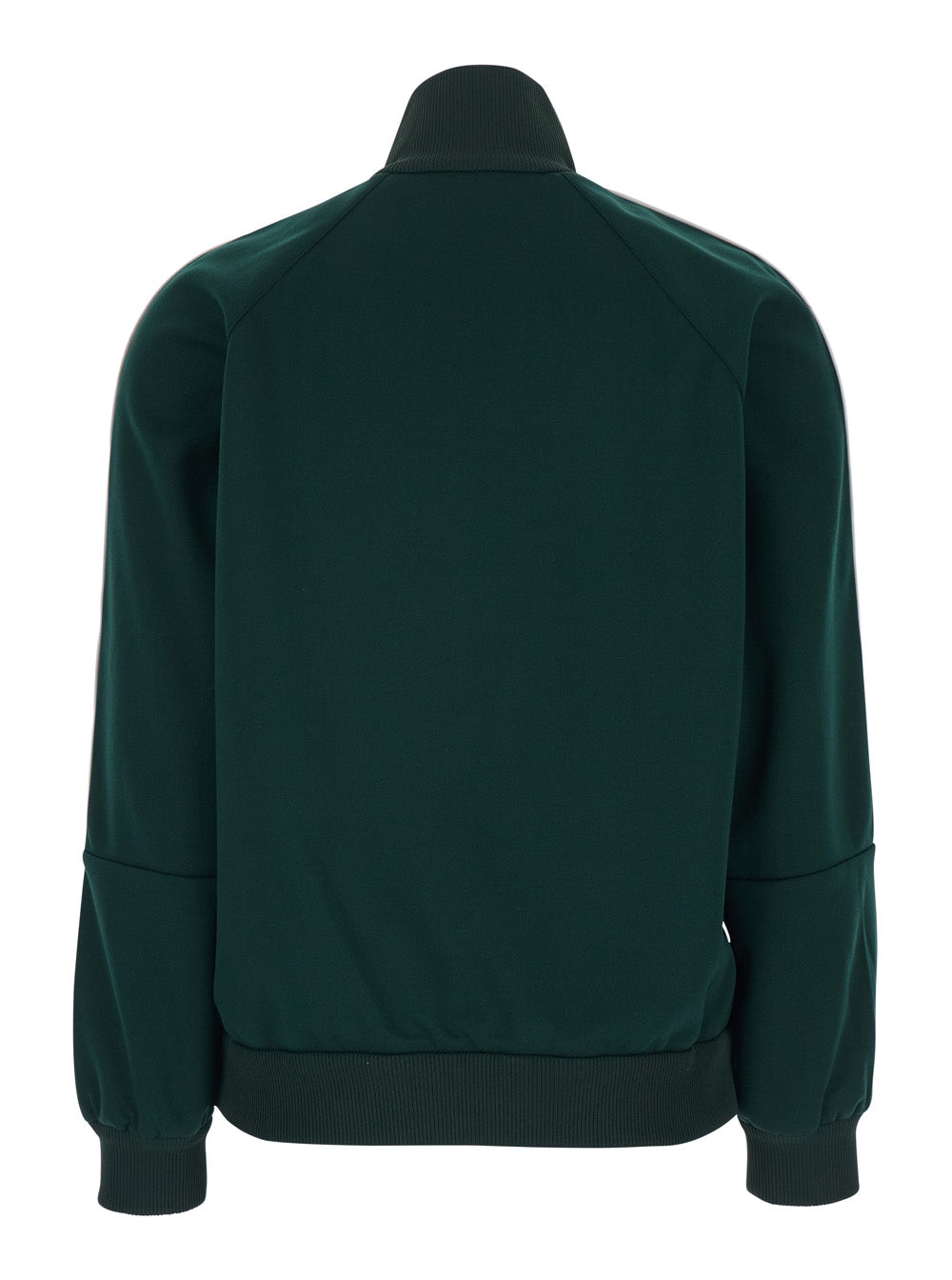 Gucci Women Green High Neck Sweatshirt With Gg Embroidery On The Front And Web Motif On The Sleeves In Tech Fabric For Women