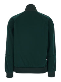 Gucci Women Green High Neck Sweatshirt With Gg Embroidery On The Front And Web Motif On The Sleeves In Tech Fabric For Women