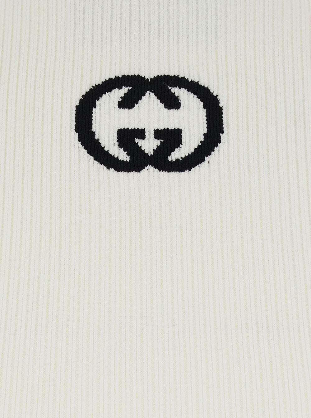 Gucci Women White Sleeveless Top With Gg Embroidery On The Rear And Ribbed Knit In Viscose Blend Woman