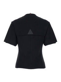Moncler Grenoble Women Crew Neck T-Shirt With Logo On Front And Back In Tech Fabric Black Women