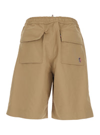 Moncler Grenoble Men Beige Technical Fabric Bermuda Shorts With Elastic Waist And Logo Patch On The Back For Men