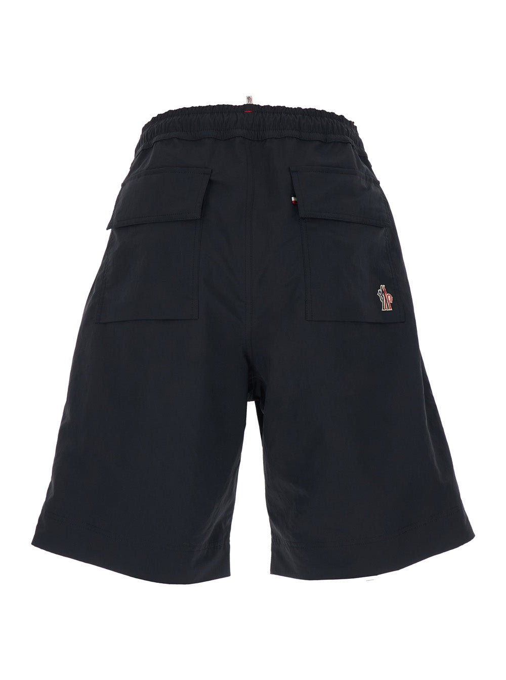 Moncler Grenoble Men Black Bermuda Shorts With Elastic Waist And Logo Patch On The Back In Tech Fabric For Men