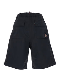 Moncler Grenoble Men Black Bermuda Shorts With Elastic Waist And Logo Patch On The Back In Tech Fabric For Men