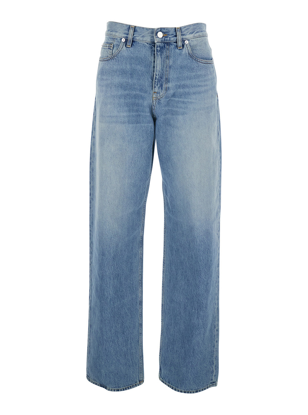 Gucci Women Blue Five-Pocket Jeans With Logo Patch On The Back In Denim For Women