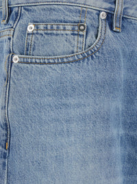 Gucci Women Blue Five-Pocket Jeans With Logo Patch On The Back In Denim For Women
