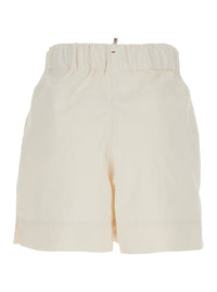 Moncler Grenoble Women White Shorts With Elasticated Waist And Drawstring And Logo Patch On The Side In Tech Fabric For Women