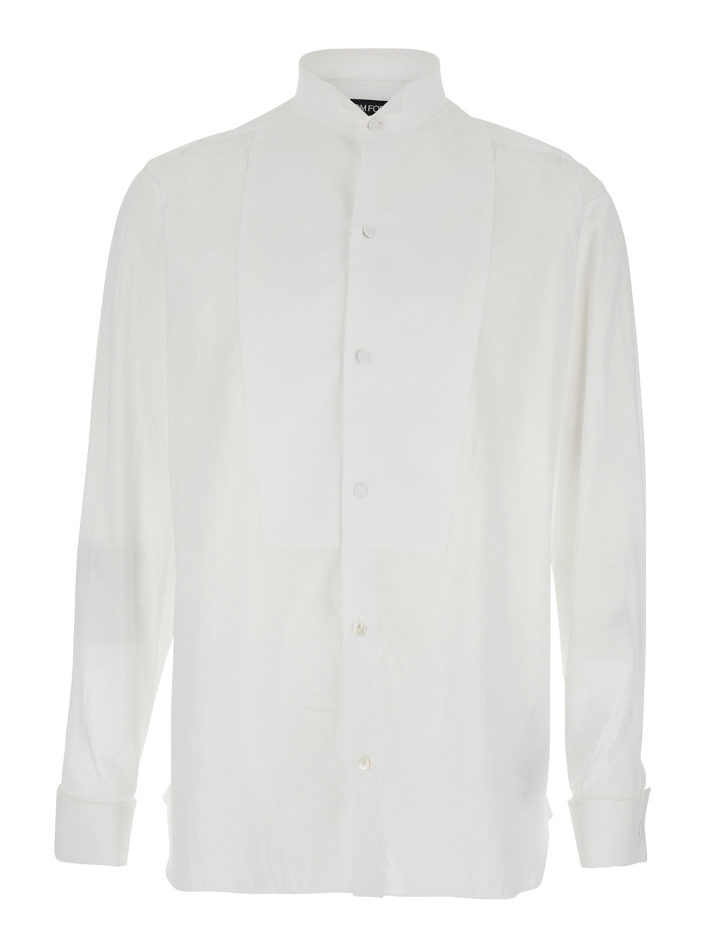 TOM FORD Tom Ford Men White Long-Sleeved Shirt With Tone-On-Tone Button Closure In Cotton For Men