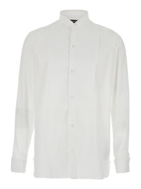 TOM FORD Tom Ford Men White Long-Sleeved Shirt With Tone-On-Tone Button Closure In Cotton For Men
