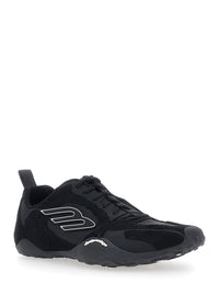 Balenciaga Men 'Monday Ultra' Black Low Top Sneakers With Logo Detail On The Side And Corduroy Panels In Tech Fabric Man