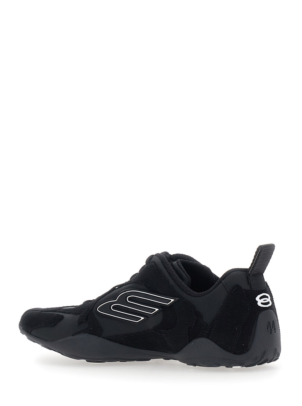 Balenciaga Men 'Monday Ultra' Black Low Top Sneakers With Logo Detail On The Side And Corduroy Panels In Tech Fabric Man