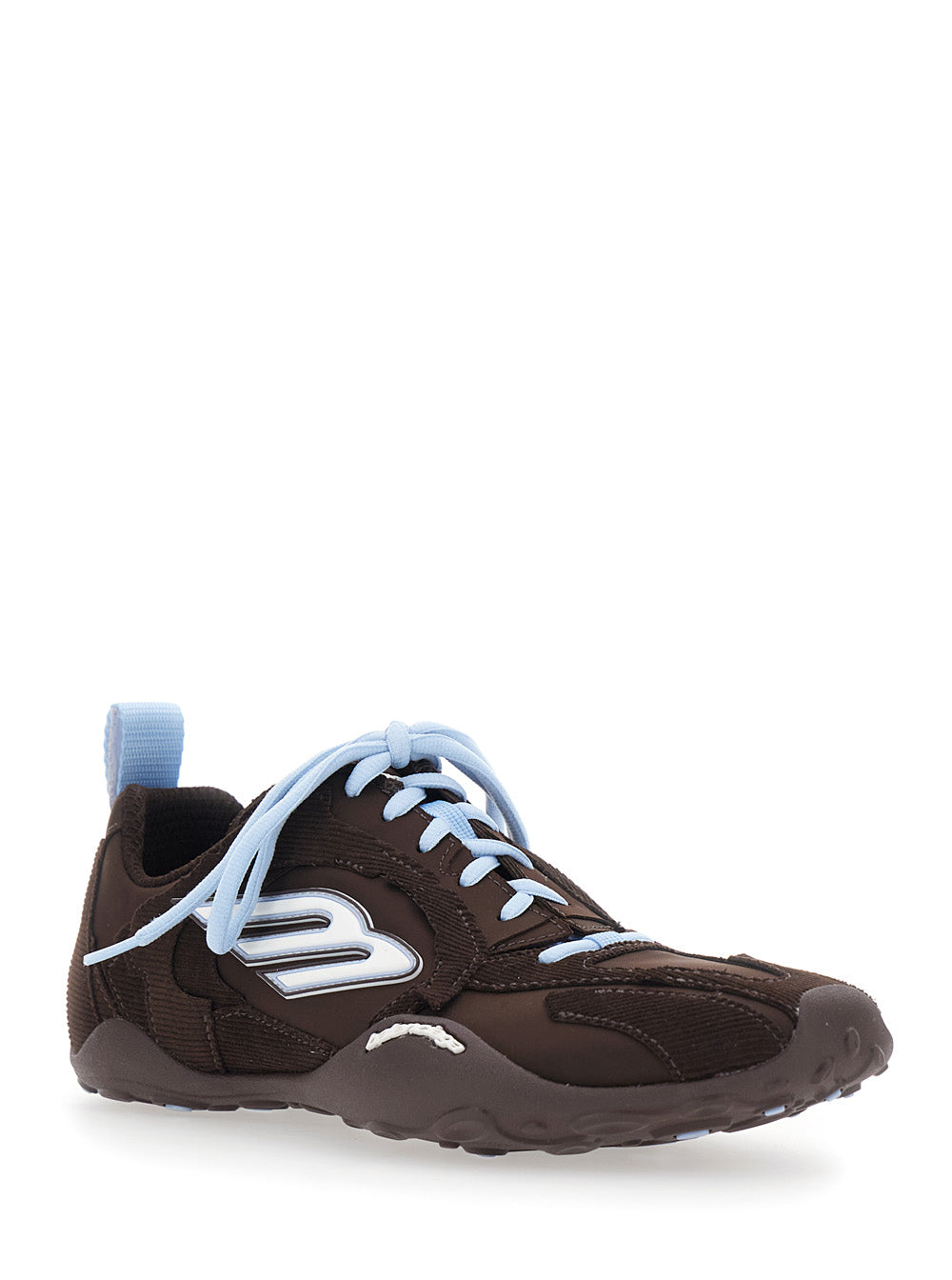 Balenciaga Women Sneaker 'Monday Ultra' Low Top With Logo Detail On The Side And Velvet Inserts In Brown Tech Fabric For Women