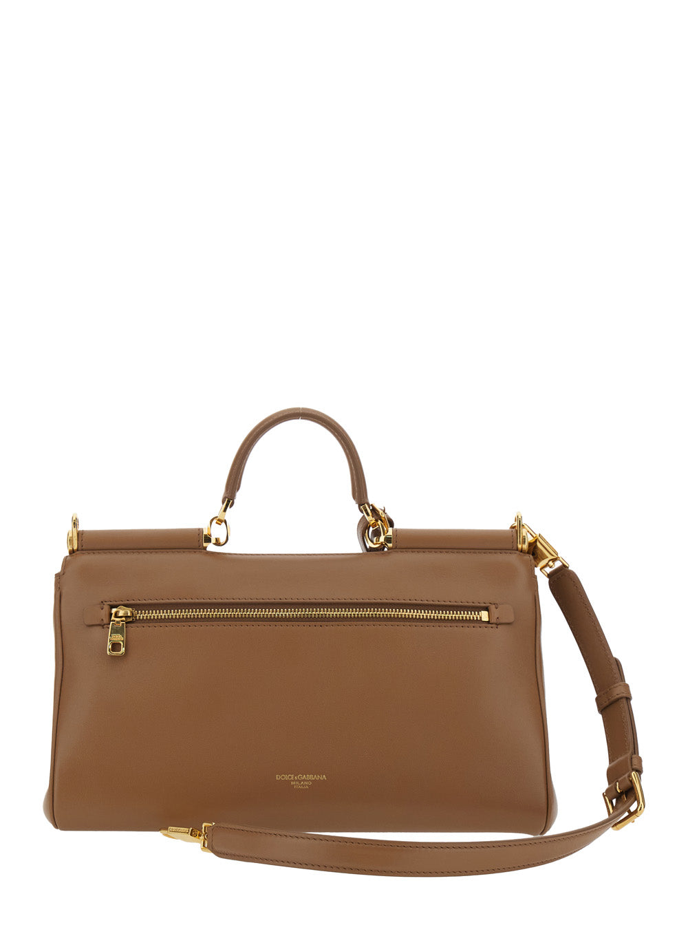 DOLCE & GABBANA Dolce & Gabbana Women Brown Medium Handbag 'My Sicily' With Padlock Detail And Adjustable Removable Strap In Leather For Women