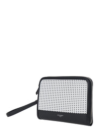 Dolce & Gabbana Men Black Clutch With Removable Wrist Strap And Intreccio On The Front In Leather For Men