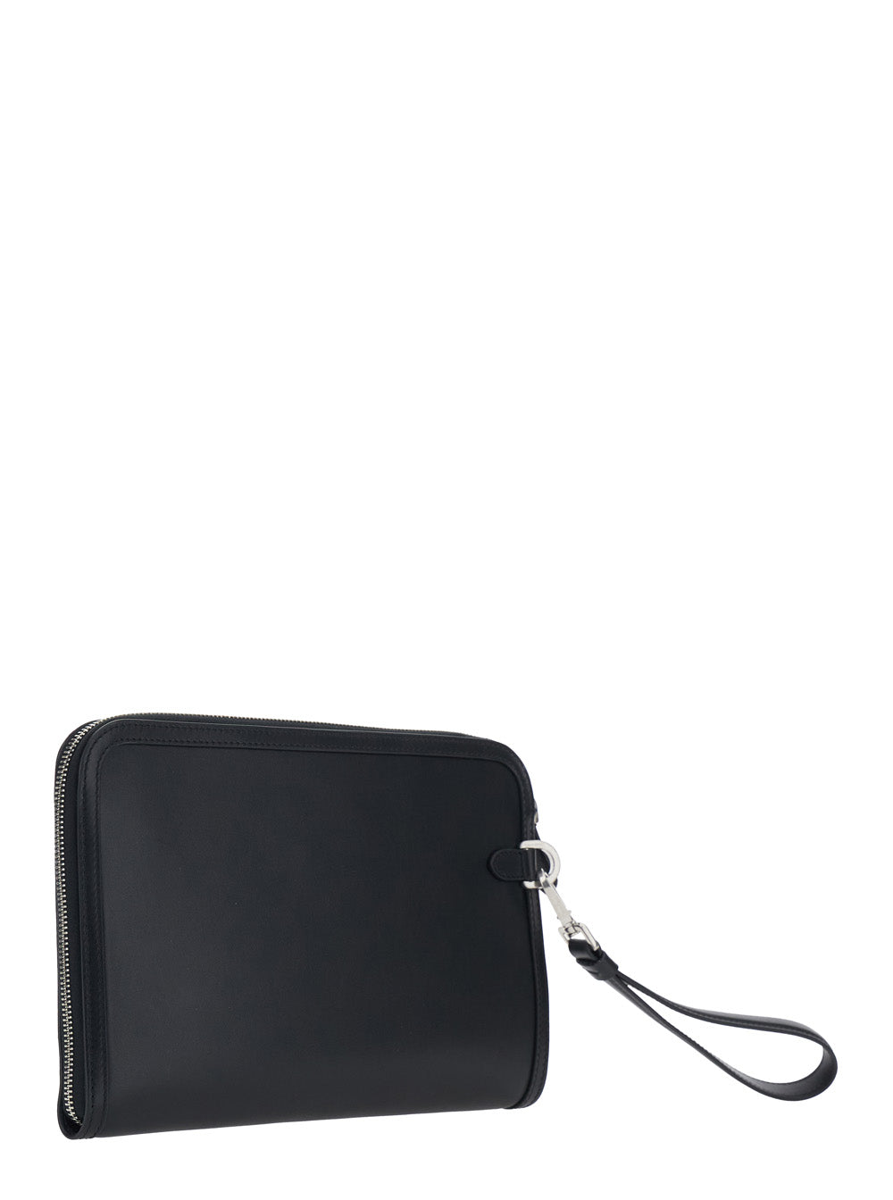 Dolce & Gabbana Men Black Clutch With Removable Wrist Strap And Intreccio On The Front In Leather For Men