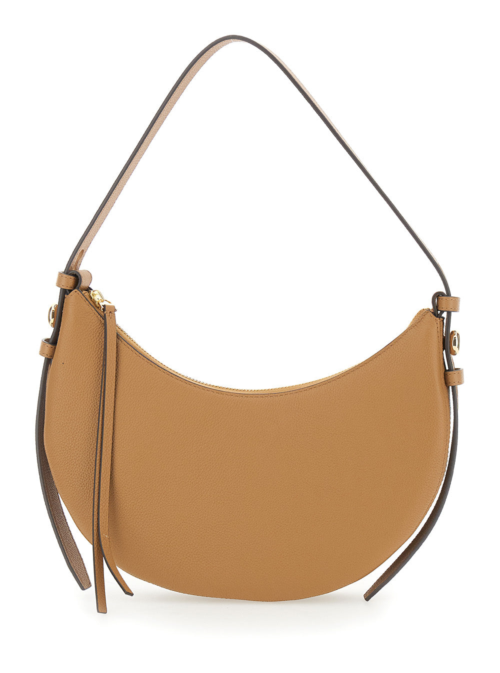 TORY BURCH Tory Burch Women 'Romy Half Moon' Beige Shoulder Bag With Adjustable And Removable Shoulder Strap In Grained Leather Woman