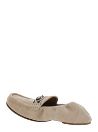 GUCCI Gucci Men Beige Loafers With Horsebit Plate And Web Detail On The Front In Suede For Men